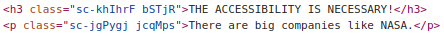 Code example: HTML with texts written in capital letters incorrectly